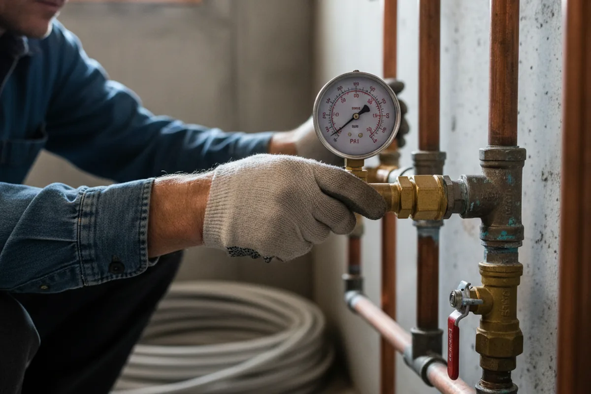 Pressure testing a repaired line during Water Line Repair in Clio